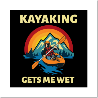 Kayaking Gets Me Wet | Vintage Retro Sunset Kayak Lovers Posters and Art